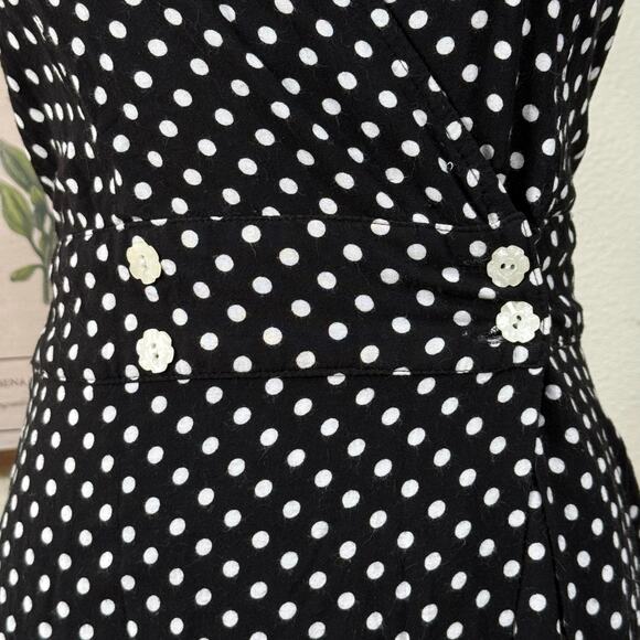 Vtg Black White Polka Dot Wide Leg Jumpsuit Mod Retro Rockabilly Gothabilly XS - Picture 4 of 6
